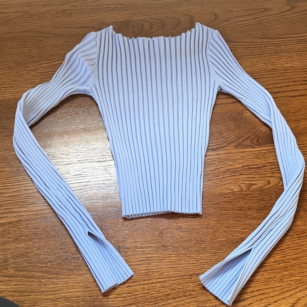 Astr Ribbed Long Sleeve Top in Light Lavender